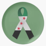 Syria National Flag Awareness Ribbon Plate