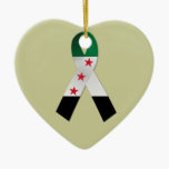 Syria National Flag Ribbon Heart Shape Ornament