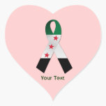 Syria National Flag Ribbon Pink Heart Stickers