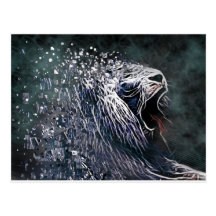 sytilized lion postcard