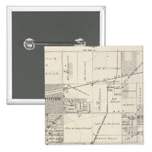 T19S R20E NE 1/4 Tulare County Section Map Pinback Buttons
