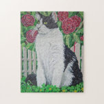 T. cat at rosebush . puzzle