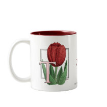T for Tulips Flower Monogram mugs