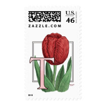 T for Tulips Flower Monogram postage