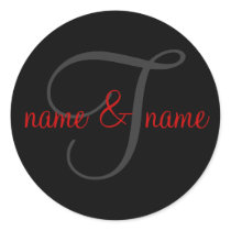 'T" monogram label, personalize first names stickers