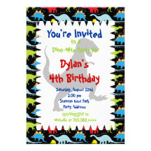 T Rex Dinosaur Birthday Party Invitations