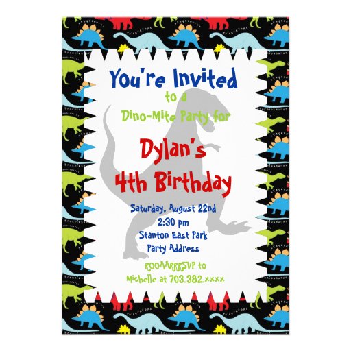 T Rex Dinosaur Birthday Party Invitations