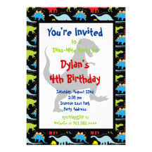 T Rex Dinosaur Birthday Party Invitations