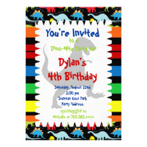 T Rex Dinosaur Birthday Party Invitations
