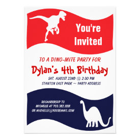 T Rex Dinosaur Birthday Party Invitations