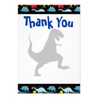 T Rex Dinosaur Birthday Party Thank You Cards