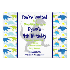 T Rex Dinosaur Kids Birthday Party Invitations 5x7