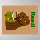 T Rex Dinosaur Reading Funny School Educational Posters