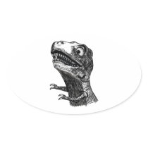 T-Rex Rage Meme - Oval Stickers