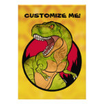 T-Rex red background Custom Invitations