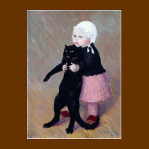 T-Shirt: A Small Girl with A Cat by Steinlen