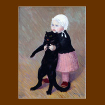 T-Shirt: A Small Girl with A Cat by Steinlen