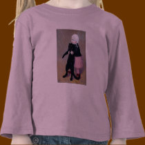 T-Shirt: A Small Girl with A Cat by Steinlen