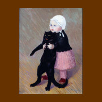T-Shirt: A Small Girl with A Cat by Steinlen