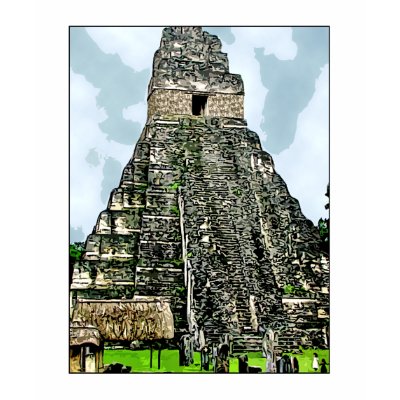 T-Shirt: Mayan Temple at Tikal, Guatemala by Aquavel