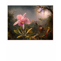 T-Shirt: Orchid and Hummingbirds by VintagePets T-Shirt: Orchid and Hummingbirds