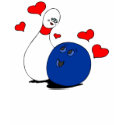 T Shirt-Valentine's Bowling Ball & Pin Lady,Girl