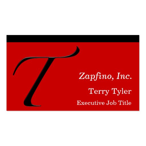 T - Zapfino Initial on Red Business Cards
