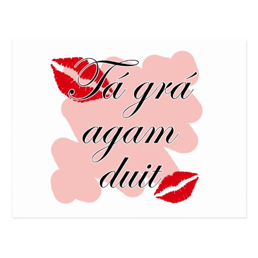 Tá grá agam duit Irish Gaelic I love you Postcard Zazzle