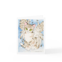Tabby cat angel customizable notecard
