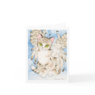Tabby cat angel notecard card