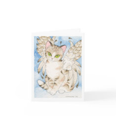 Tabby cat angel notecard card