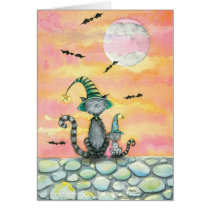 Tabby Cat Halloween Card by Molly Harrison