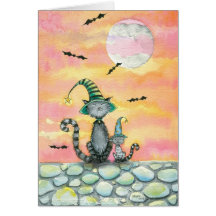 Tabby Cat Halloween Card by Molly Harrison