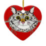 Tabby Cat Heart Ornament