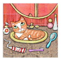 Tabby Cat In The Bathroom Sink posters by jamiecreates1 Tabby Cat In The Bathroom Sink posters