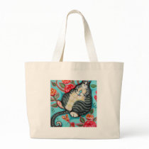 Tabby Cat on a Cushion Canvas Bag