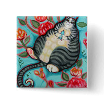 Tabby Cat on a Cushion Pins