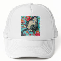 Tabby Cat on a Cushion Mesh Hats