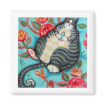 Tabby Cat on a Cushion Magnet