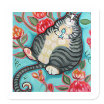 Tabby Cat on a Cushion Sticker