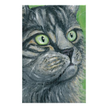 Tabby Cat Painting by Ania M Milo Custom Stationery