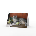 Tabby Cat & Pears Notecard