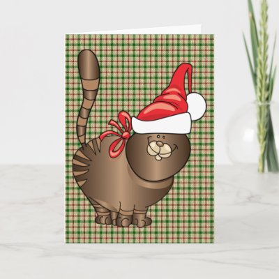 tabby cat santa card