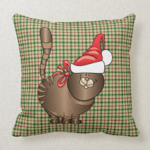 tabby cat santa pillow
