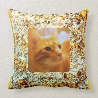 Tabby Cat & Silver & Gold Photo Throw Pillow