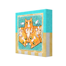 Tabby Cat Trio Gallery Wrapped Canvas Print