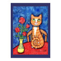 Tabby Cat With Roses Art Print by jamiecreates1 Tabby Cat With Roses Art Print