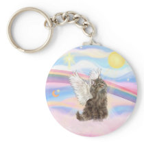 Tabby Norwegian Forest Cat  - Angel Key Chains