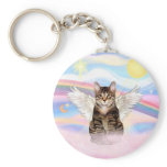 Tabby Tiger Cat Angel in Clouds Key Chains