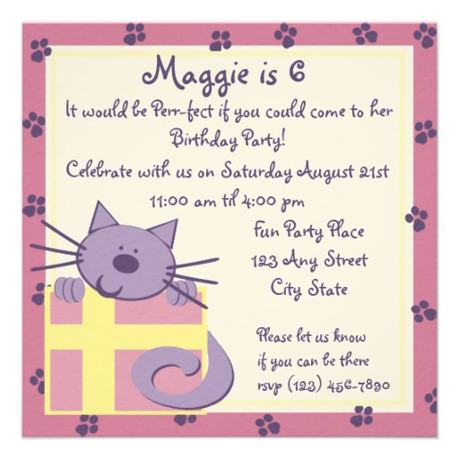 Tabby Toes/Kitten Party Custom Invitation